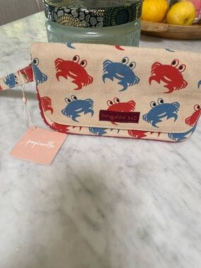 bungalow 360 Red and Blue Crab Canvas Wristlet